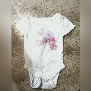 Newborn White Onesie Easter Bunny Bow T shirt